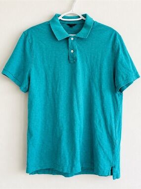 J.Crew Factory Men's Teal Blue Short Sleeve Polo Shirt Classic Fit Large